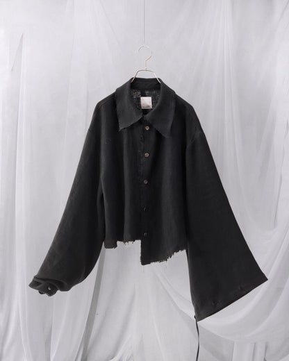 cut off flare sleeve shirt/black