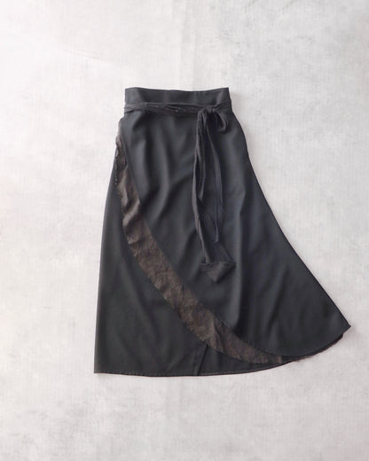 wrapped layered frayed skirt