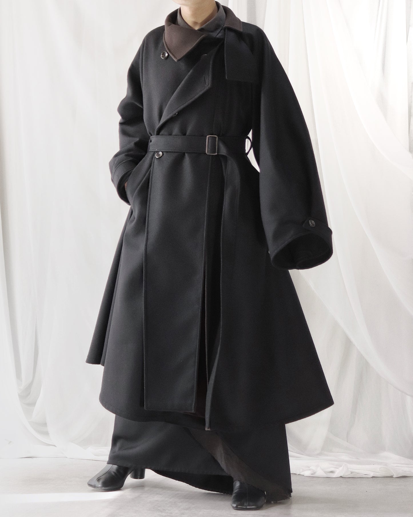wool melton asymmetry coat