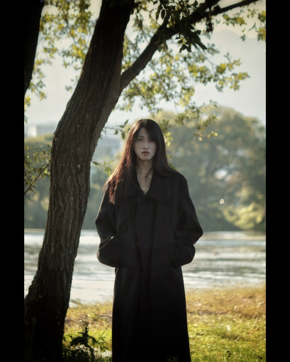 melton&gabardine layered coat