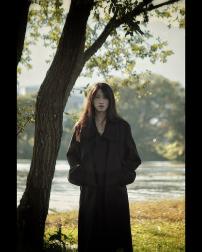 melton&gabardine layered coat
