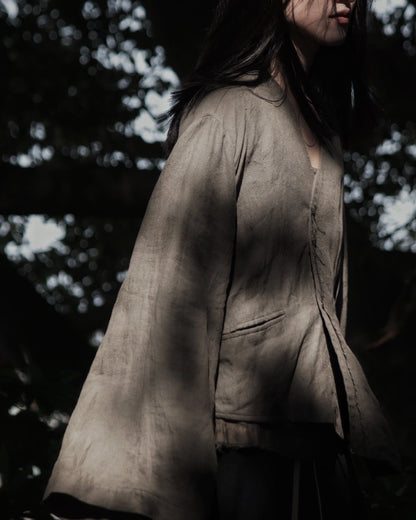 collarless jacket