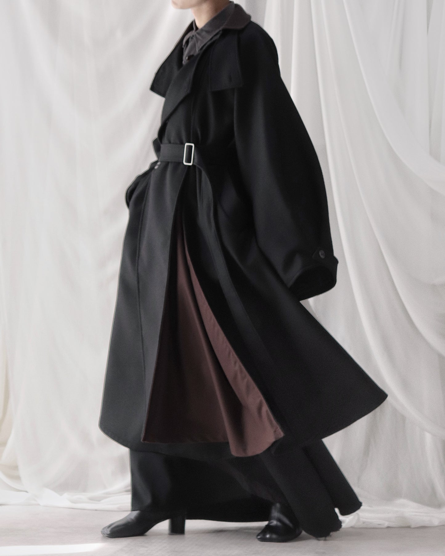 wool melton asymmetry coat