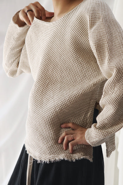 waffle bias pullover