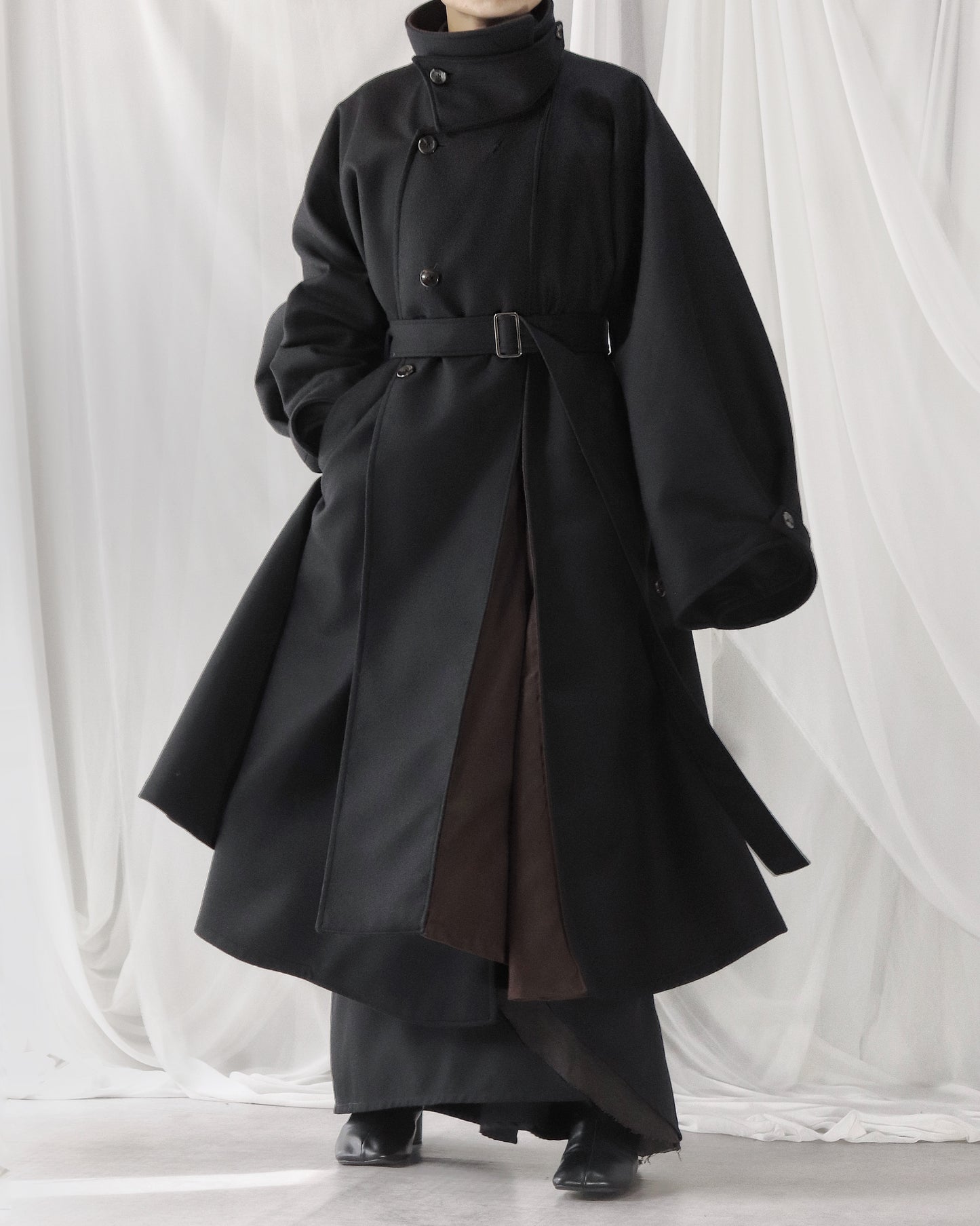 wool melton asymmetry coat