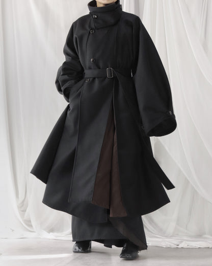 wool melton asymmetry coat