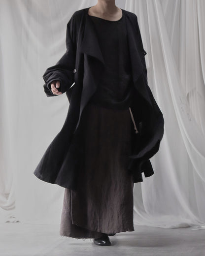 vestido de lino con cuello de tres vías