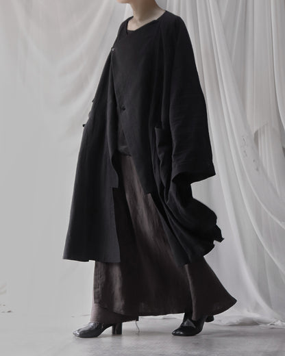 vestido de lino con cuello de tres vías