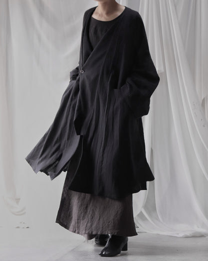 vestido de lino con cuello de tres vías