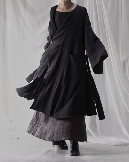 vestido de lino con cuello de tres vías