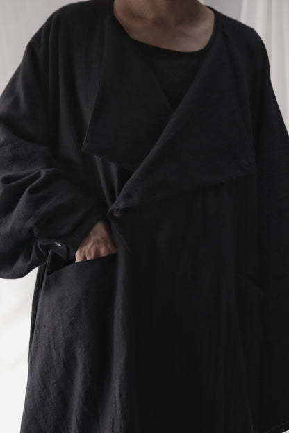 vestido de lino con cuello de tres vías