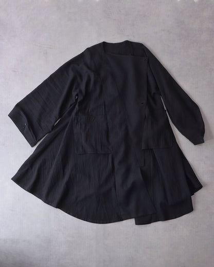 vestido de lino con cuello de tres vías