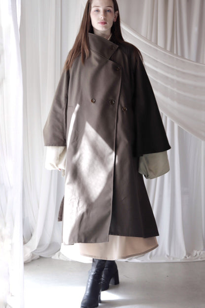 cotton × wool open sleeve spring coat