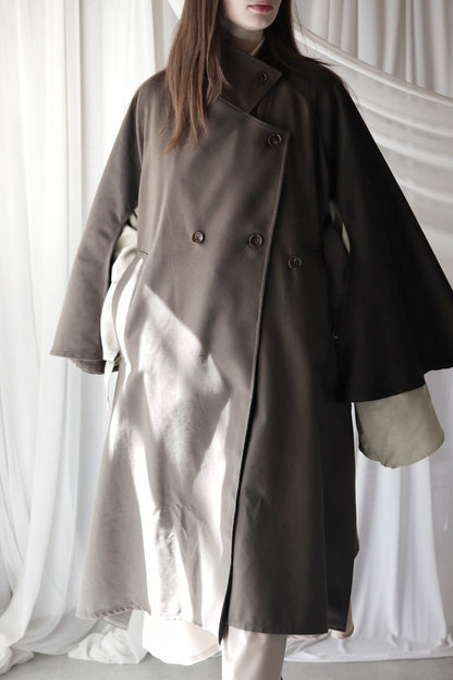cotton × wool open sleeve spring coat