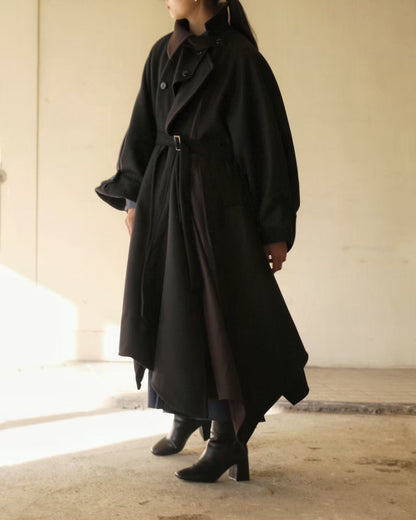 wool melton asymmetry coat