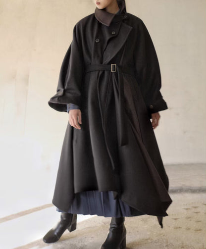 wool melton asymmetry coat