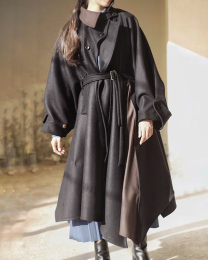 wool melton asymmetry coat