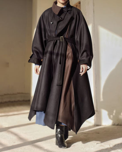 wool melton asymmetry coat