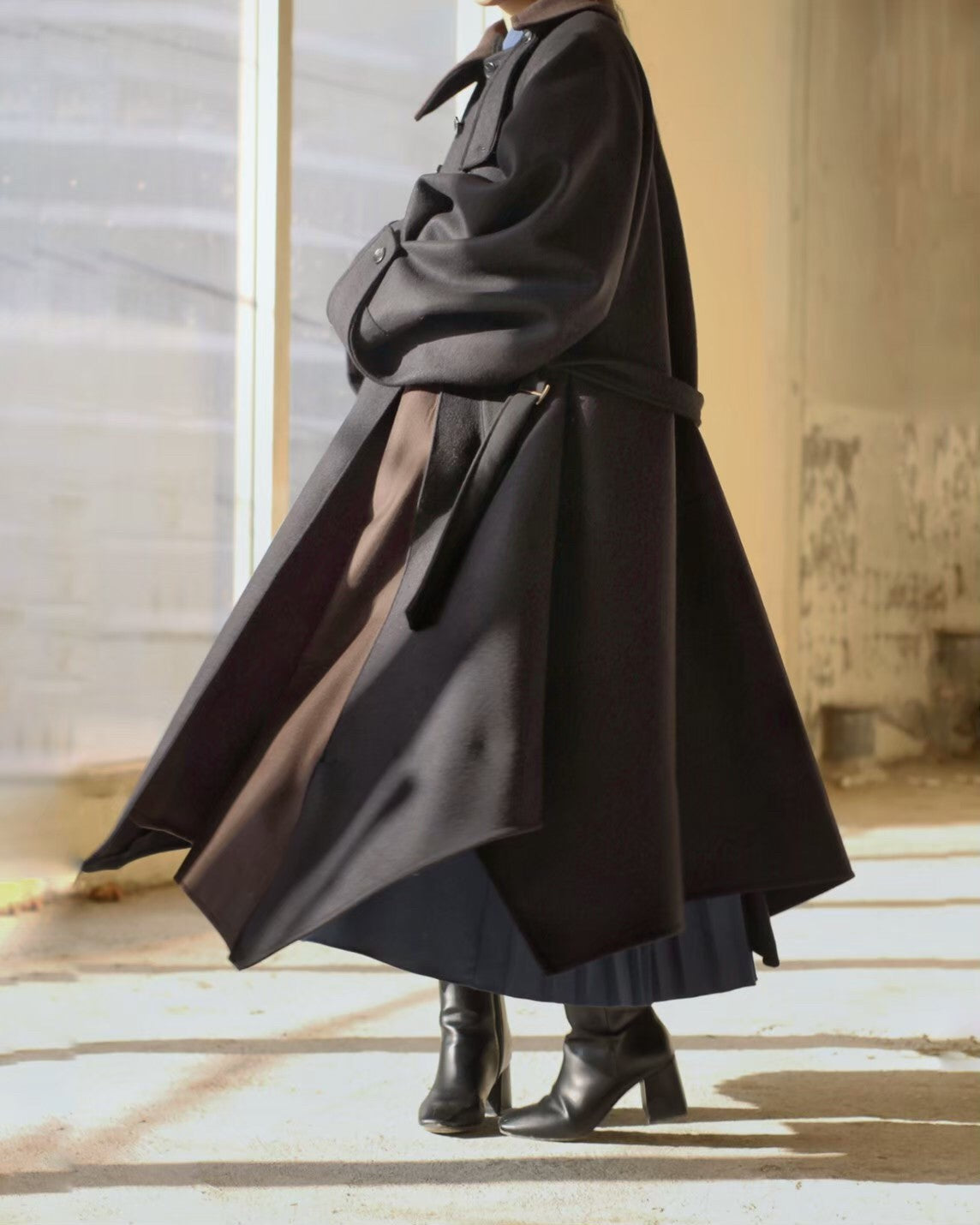 wool melton asymmetry coat